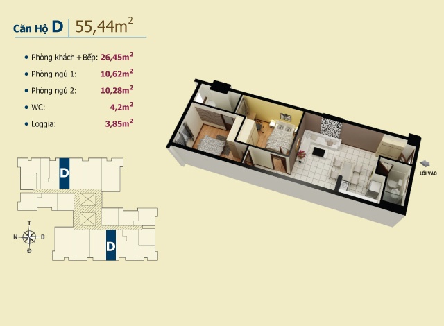 Thiết kế mẫu căn hộ Võ Đình - Mã D 