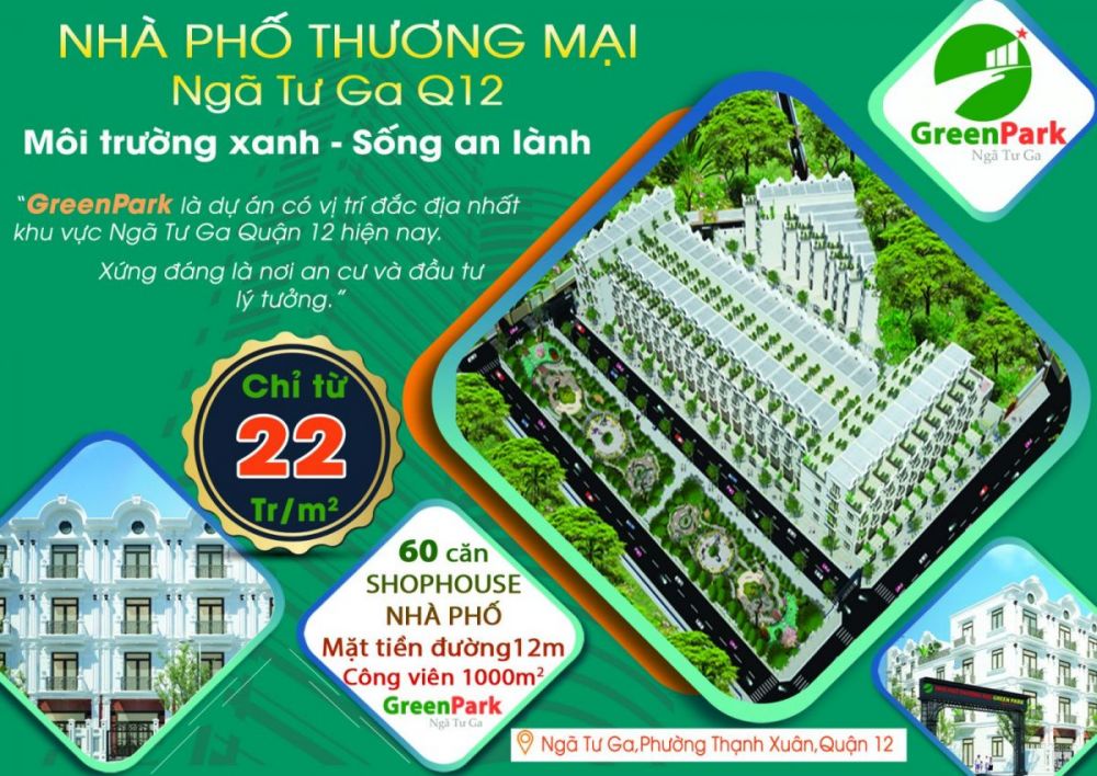 nhà phố thương mại green park ngã tư ga quận 12