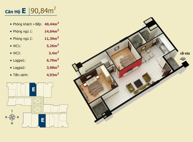 Thiết kế mẫu căn hộ Võ Đình - Mã E 